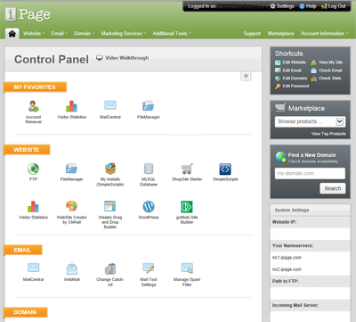 iPage Hosting Control Panel