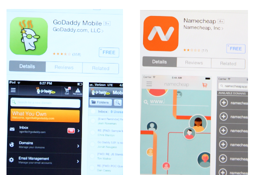 GoDaddy and Namecheap Apps
