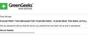 GreenGeeks Server Details